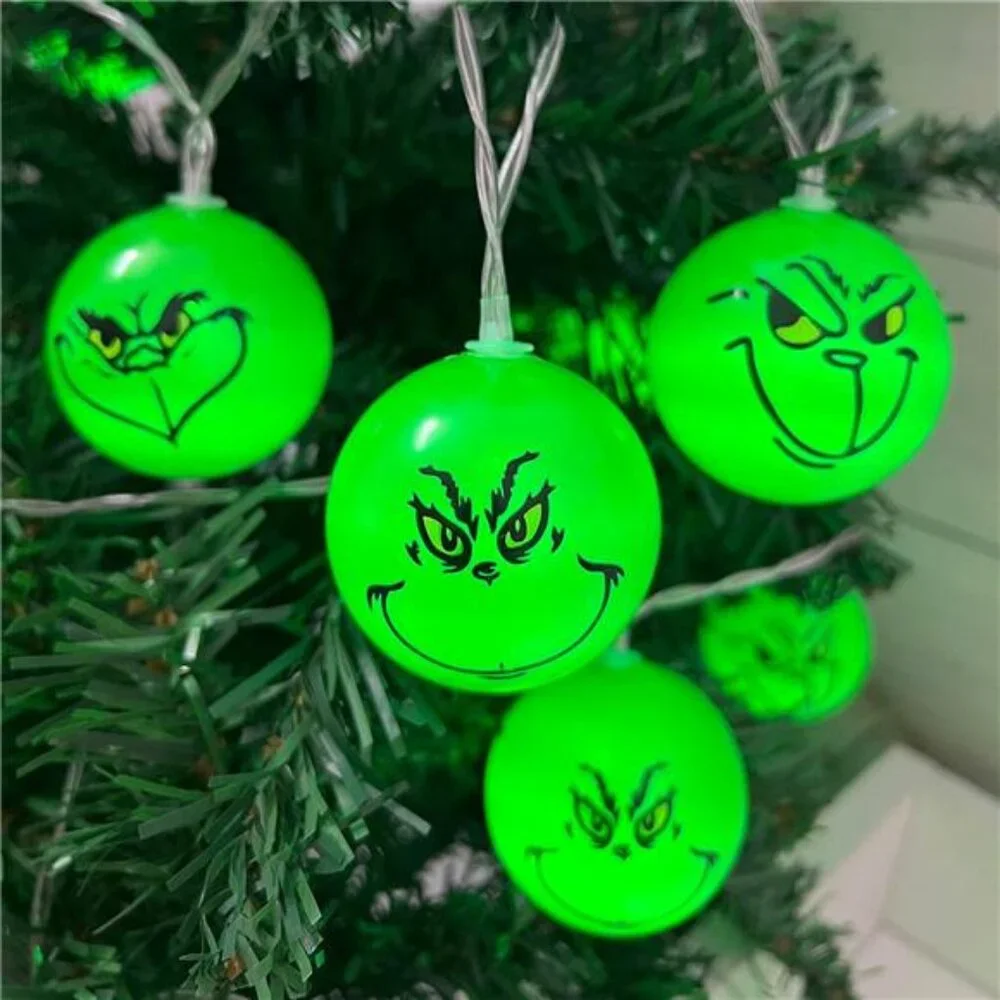 30 LED 16Ft Grinch Christmas Lights, Battery Operated,8 Modes for Indoor/Outdoor